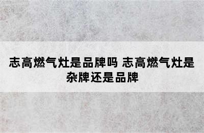 志高燃气灶是品牌吗 志高燃气灶是杂牌还是品牌